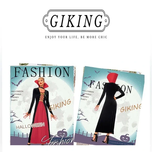 GIKING Women Halloween Costumes Adult Victorian Vampire Lac-Up Bodice Bustier - Picture 8 of 13